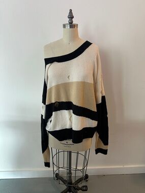 One teaspoon striped distressed sweater